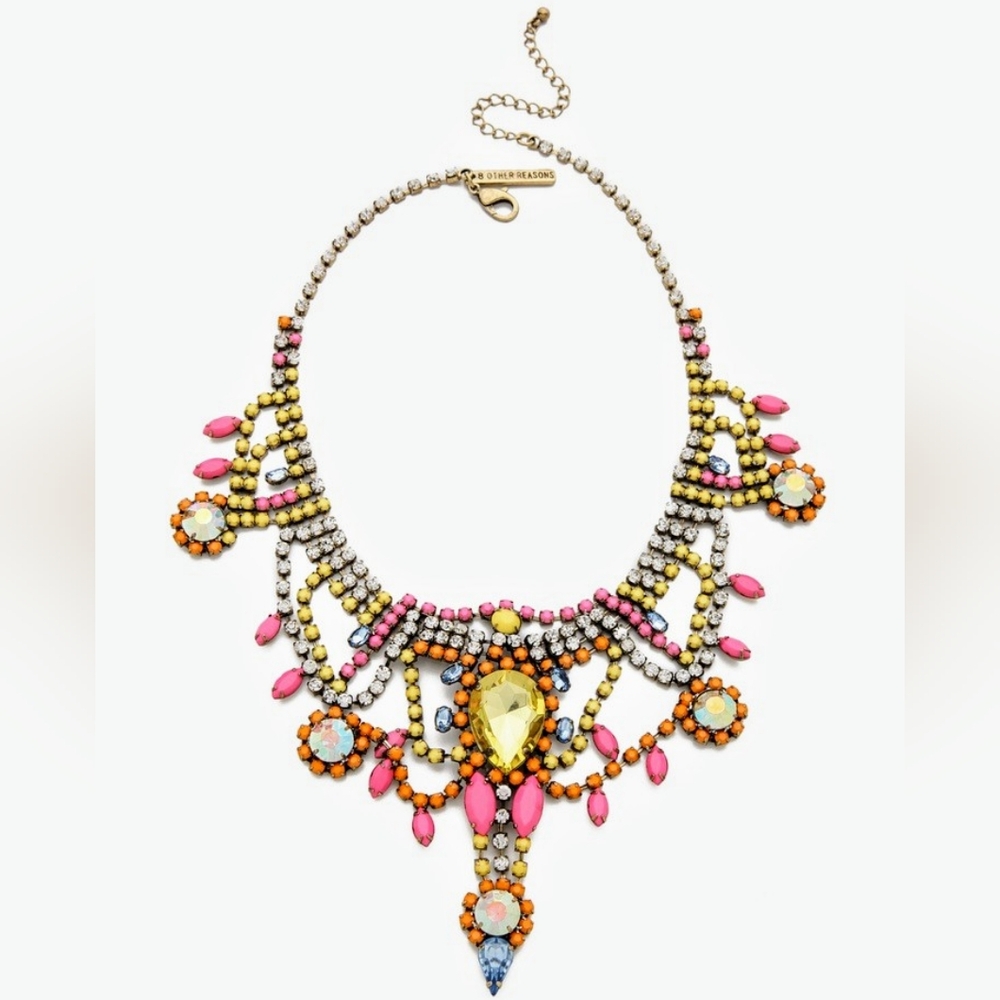 8 Other Reasons, Showtime Collar Necklace (Colorful Chandelier Statement Piece)